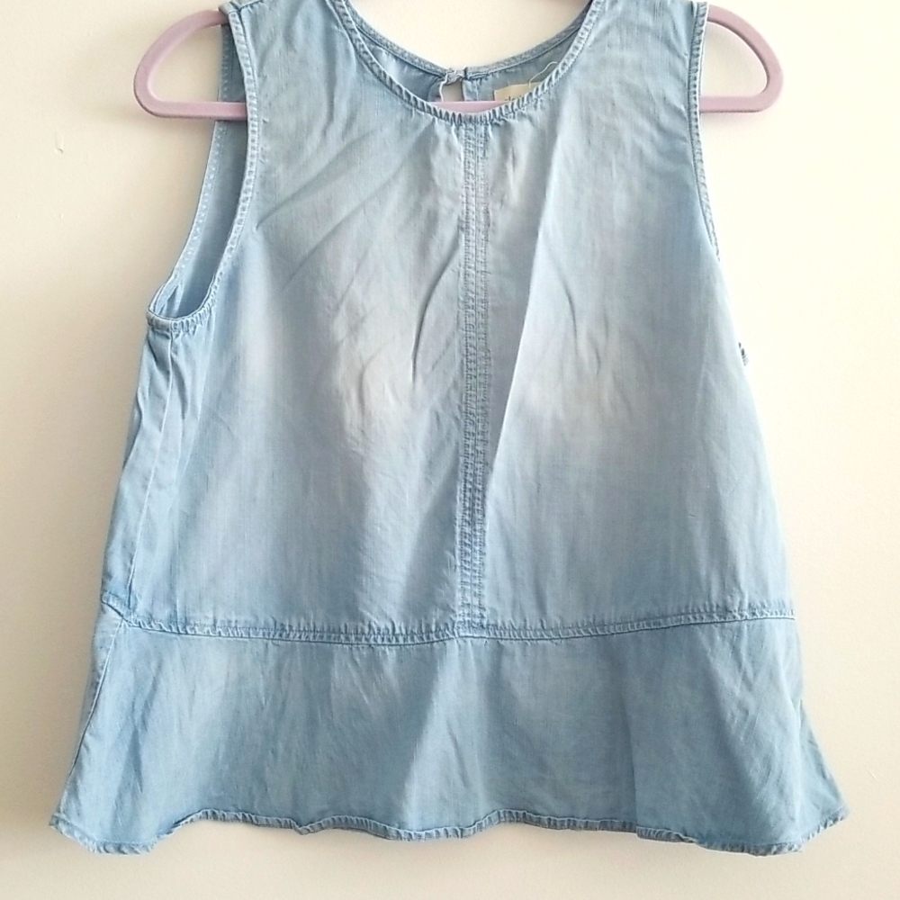 Anthropologie Cloth & Stone Keyhole Chambray Tank
